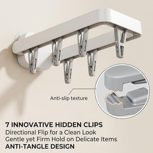 Wall Mounted Drying Rack with 7 Hidden Clips - Image 3