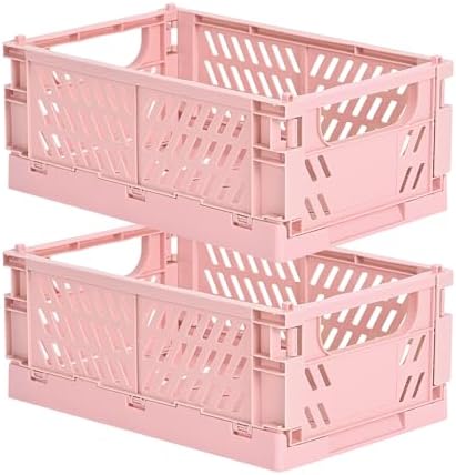 HUUSMOT 2-Pack Collapsible Plastic Storage Baskets, 9.8"x6.5"x3.8" by HUUSMOT