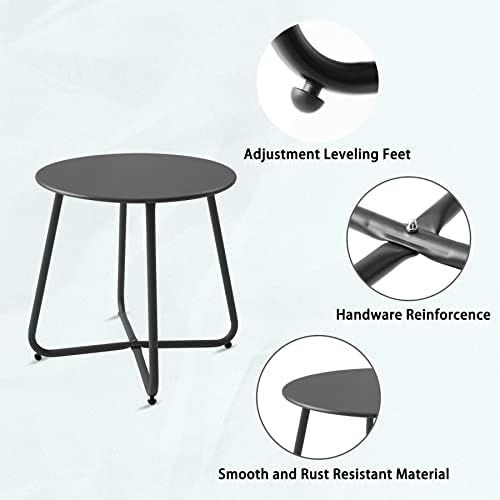 Outdoor Table Small Patio Side Table, Round Metal Side Table, Weatherproof - Image 4