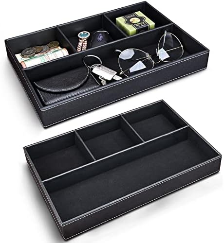 GORESE 2 Pieces Faux Leather Valet Tray by GORESE