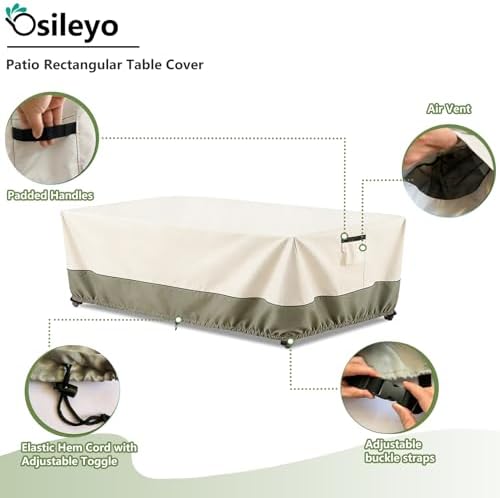 72 Inch Rectangular/Oval Patio Table Cover, Heavy Duty Waterproof Outdoor - Image 4