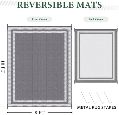 HappyTrends Outdoor Rug Portable Plastic Straw Camping Rugs - Image 2