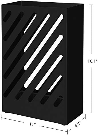 SONGMICS Metal Umbrella Stand, Rectangular, Removable Drip Tray, 4 Hooks - Image 4