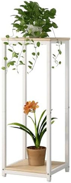 2 Tier Plant Stand Indoor Corner Tall Square Shape Plant Shelf by YIZAIJIA