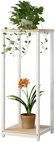 2 Tier Plant Stand Indoor Corner Tall Square Shape Plant Shelf by YIZAIJIA