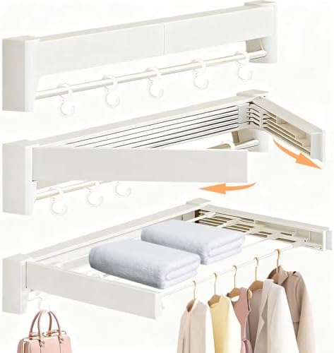 Wall Mounted Clothes Drying Rack 27 inches, Foldbale Laundry Drying Rack 6 Rods by Unknown