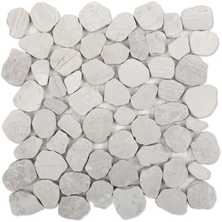 Lovdeco White Pebble Tile Shower Floor, Mosaic Pebble Backsplash by Lovdeco