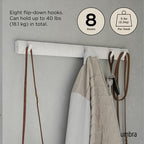 Umbra Flip Coat Rack, Wall Mount 8-Hook, Space Saving - Image 5