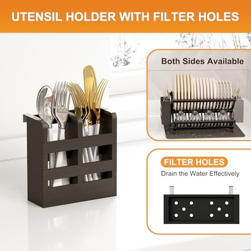 Greenual Black Bamboo Dish Drying Rack - Image 3