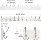 SKOLOO Creations White Solid Wood Wall Mounted Coat Rack, 10 Hooks, 38-1/8" Long - Image 3