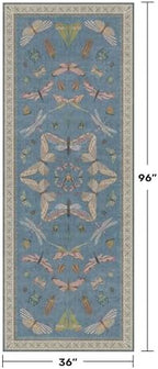 Vintage Blue Insect Hallway Runner Rug 3x8 Long, Non Slip Washable Carpet - Image 2