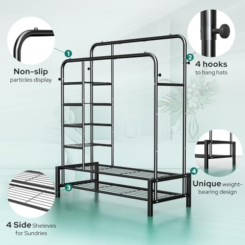 Clothes Rack with Shelves, Double Rods Clothing Rack - Image 3