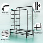 Clothes Rack with Shelves, Double Rods Clothing Rack - Image 3