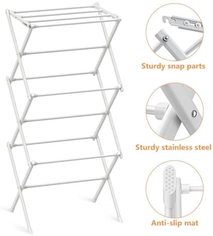 3-Tier Clothes Drying Rack Drying Rack Clothing Pure White-1pack - Image 4