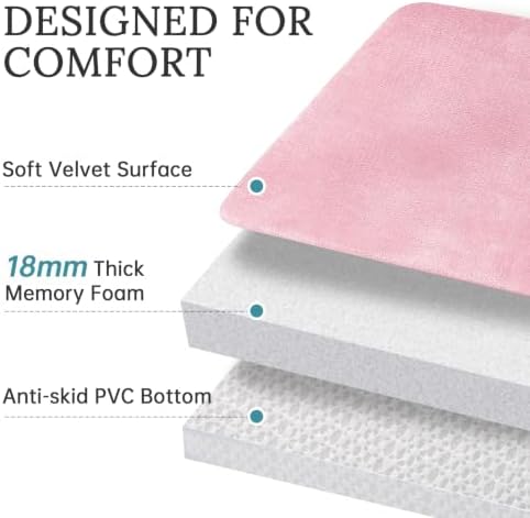HUXMEYSON 3-Piece Memory Foam Bathroom Rug Set, Rose Pink - Image 4