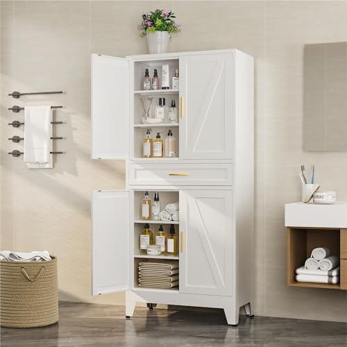 Bevivog 71" Kitchen Pantry Cabinet, Metal Storage Cabinet - Image 7