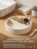 Round Faux Leather Vanity Tray Organizer - Image 3