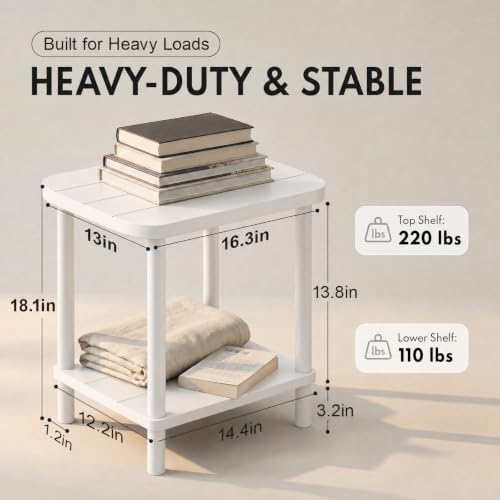 PASAMIC Outdoor Side Table, 2-Tier Oval Patio Table - Image 2