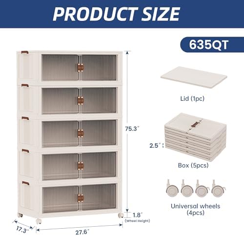 SAILUN 635Qt Stackable Storage Bins, Storage Cabinet a Lid - Image 5