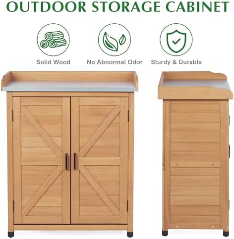 Outdoor Storage Cabinet & Potting Bench Table - Image 4