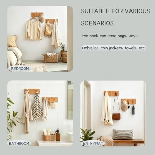 Wall Mounted Coat Rack, Fold-Away Wooden Wall Hooks, Decorative Wall Hooks - Image 7