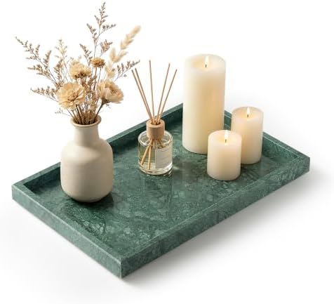 Real Natural Large Marble Tray for Bathroom, Kitchen Counter by Zilukar