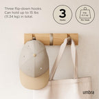 Umbra Flip Coat Rack, Wall Mount Retractable Hooks, Natural/Nickel - Image 5