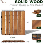 Acacia Interlocking Deck Tiles, 6 Slats, Honey Oak - Image 2