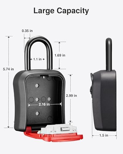 Puroma Key Lock Box Outdoor 4 Digit Code Combination Lockbox House, 1 Red - Image 7