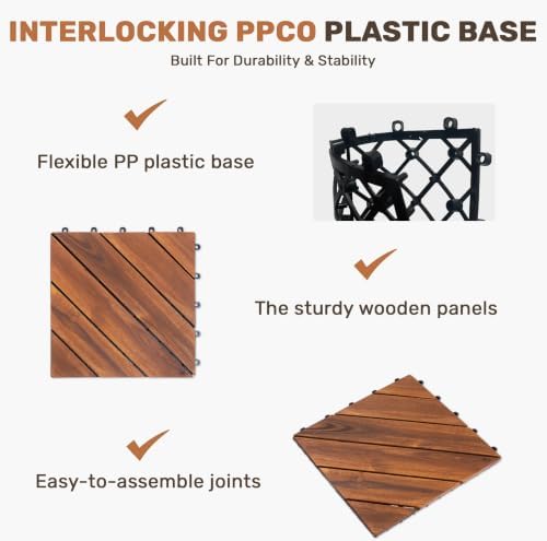 Acacia Wood Interlocking Deck Tiles - Image 4