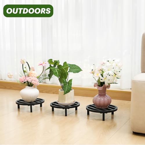 3 Pack 10.2 Inch Metal Plant Stands Outdoor Indoor Pot Riser - Image 5