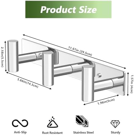 Wall Mounted Coat Rack-3 Hooks, Heavy Duty Stainless Steel Wall Hooks - Image 2