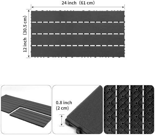 Plastic Interlocking Deck Tiles, 24 Pack, Elongated Patio Floor - Image 2