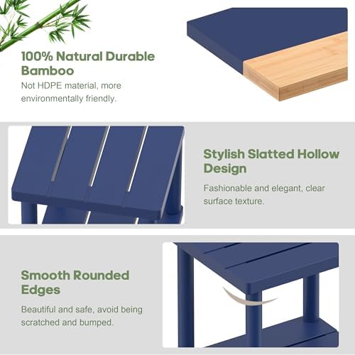 Outdoor Side Table with 2-Tier, Bamboo Small Patio Adirondack Tables - Image 4