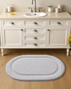 Color&Geometry Oval White Bathroom Rugs 42x24, Extra Soft Absorbent Microfiber - Image 3
