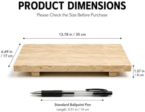 Travertine Pedestal Decorative Tray 13.8 x 6.7 in - Image 4