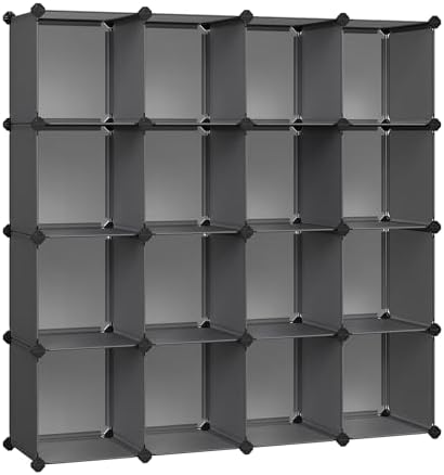 SONGMICS 16 Cube Storage Organizer，Plastic Stackable Cube Shelf by SONGMICS