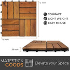 Majestick Goods 24-Pack Slat Acacia Wood Interlocking Deck Tiles - Image 3