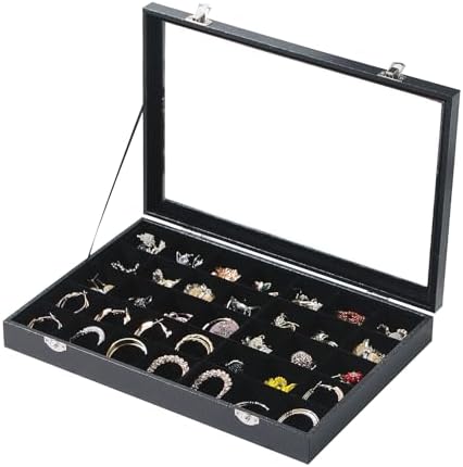 Coward Ring Earring Jewelry Organizer Box, 35 Grids Dustproof Display Holder by FocusOnJewelryDisplay15yrs