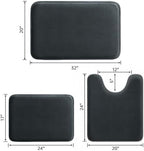 HUXMEYSON 3-Piece Memory Foam Bathroom Rug Set, Dark Grey - Image 2