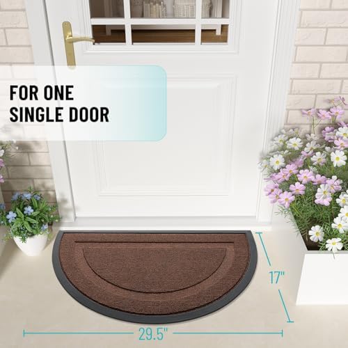 OLANLY Half Circle Front Door Mat Outside 29.5x17 All-Season Rubber Doormat - Image 2