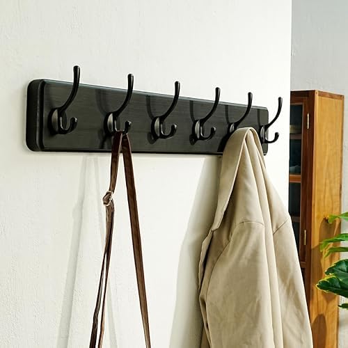 Dseap Wall Mounted Coat Rack: 24" Long, Heavy-Duty, 6-Double-Hooks Wooden - Image 5