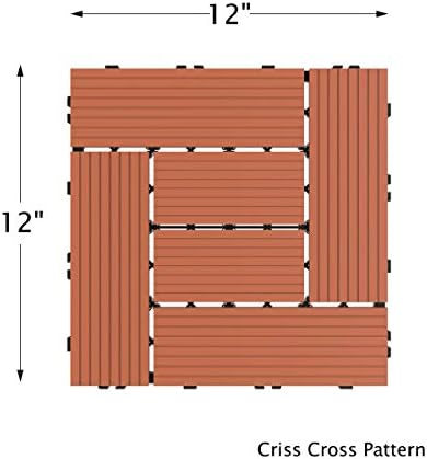 Pure Garden 50-LG1190 Patio and Deck Tiles – Interlocking Criss-Cross Pattern - Image 6