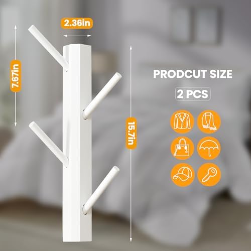 TIOPGHAD 2-Pack Small Vertical Wall Mount Coat Rack - Image 4