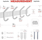 White Coat Rack Wall Mount – 12 Inch Stainless Steel Hook Rail - Image 2