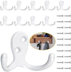 Homanu 10 Pack White Coat Hooks Wall Mounted Double Prong by Homanu