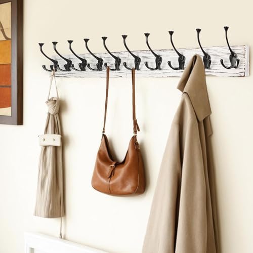 IBosins Vintage White Wall Mounted Coat Rack - Image 3