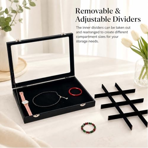 Black 12 Grid Jewelry Organizer Display Box - Image 5