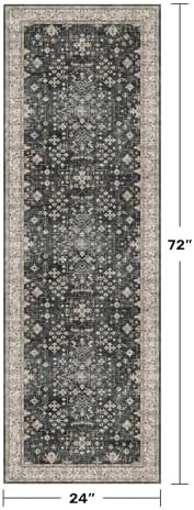 Black Boho Washable 2x6 Runner Rugs - Image 2