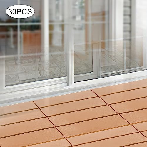 12"x12" Interlocking Deck Tiles, Modern Plastic Wood Outdoor Flooring Tiles - Image 3
